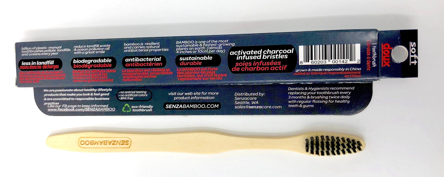 Active Charcoal Infused Thin Tip Bristle Bamboo Toothbrush