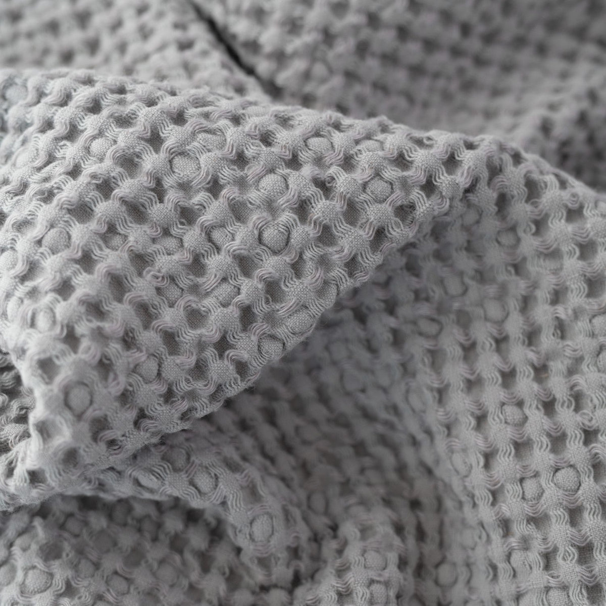 Linen Tales Light Grey Linen & Cotton Honeycomb Waffle Towel Set