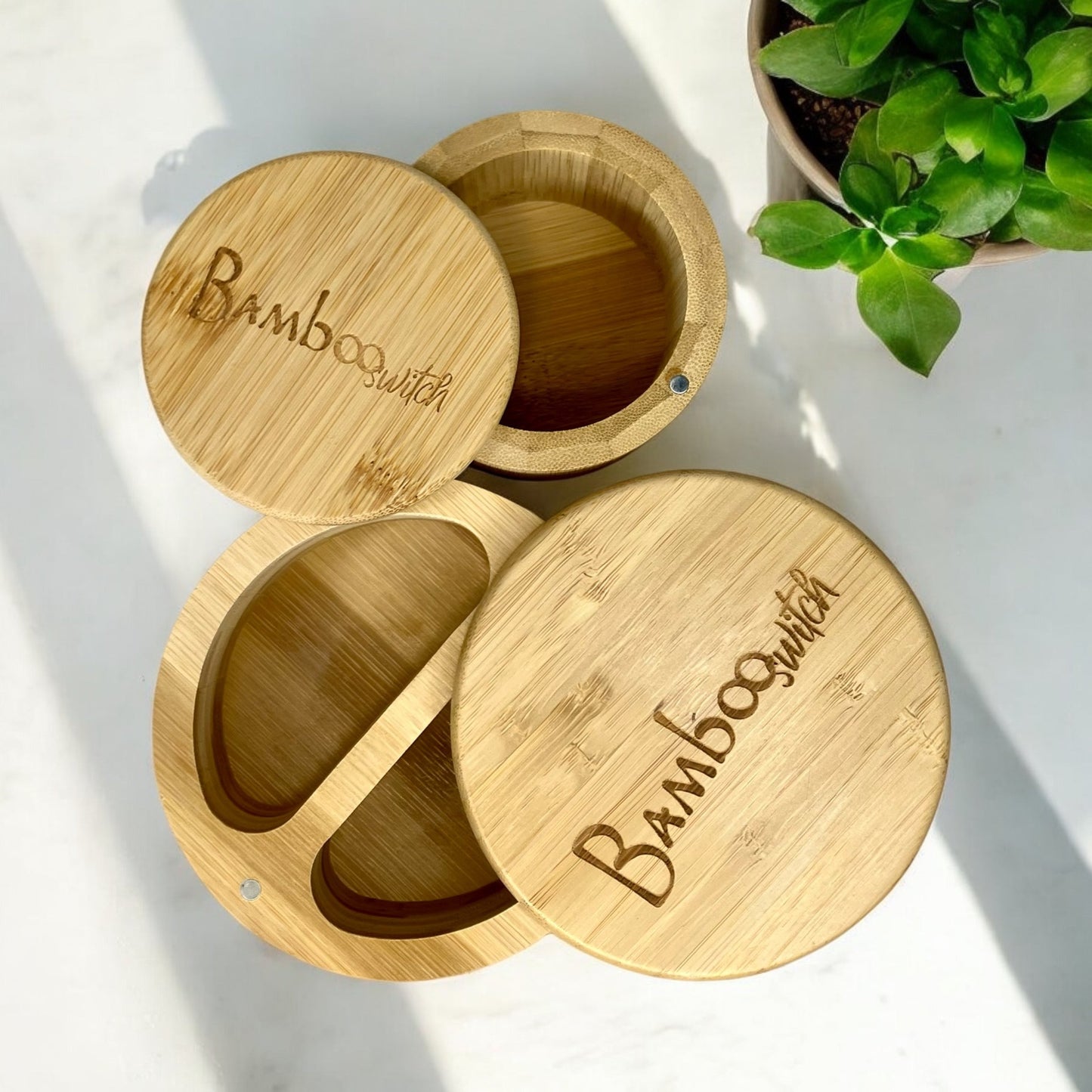 Bamboo Spice Storage Container/Salt and Pepper Well