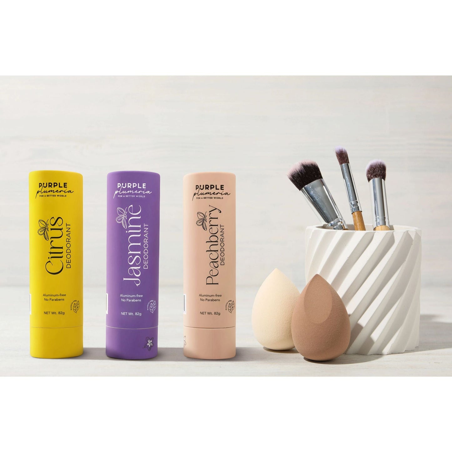 Plastic-Free Deodorant – Aluminum & Paraben-Free – Jasmine, Citrus & Peach Berry Scents