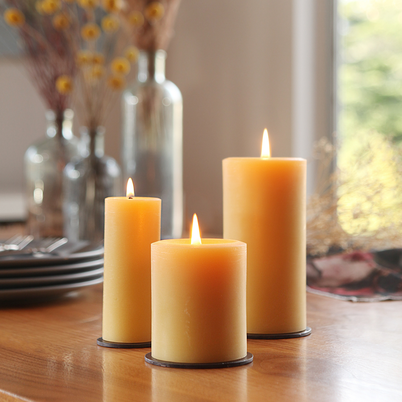 100% Pure Beeswax Pillar Candles (Multiple Colors)