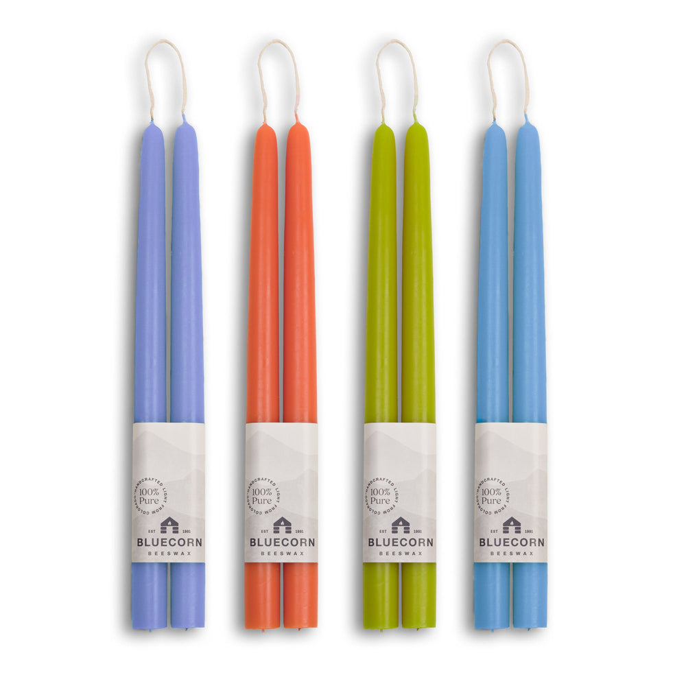 Summer Beeswax Taper Candle Bundle - Apricot, Pistachio, Lilac & Sky Blue