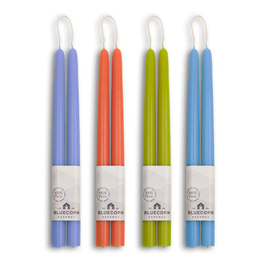 Summer Beeswax Taper Candle Bundle - Apricot, Pistachio, Lilac & Sky Blue