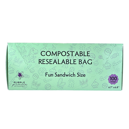 Compostable Zipper Storage Bags. Snack, Sandwich, Quart & Gallon Size