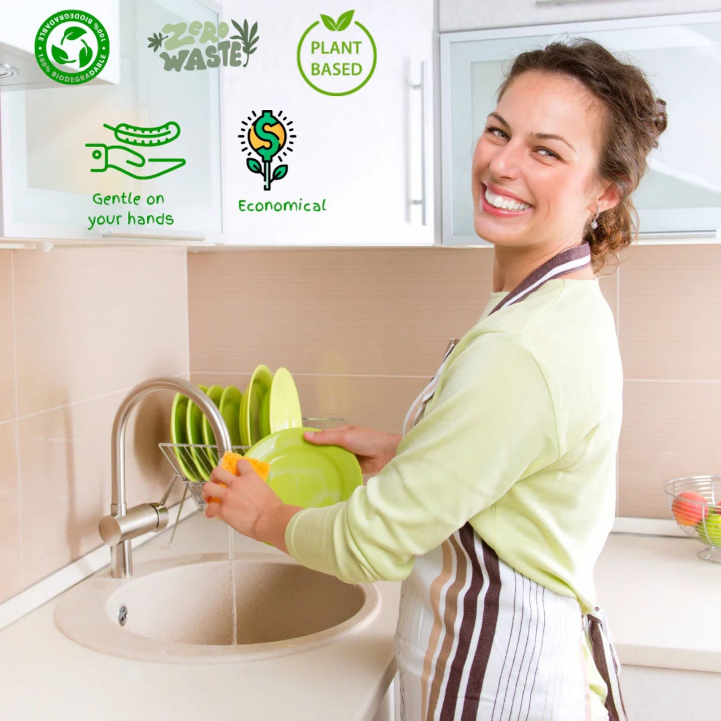 Compostable Dish Sponges: Plastic-Free & Eco-Friendly. Cellulose & Coconut fiber