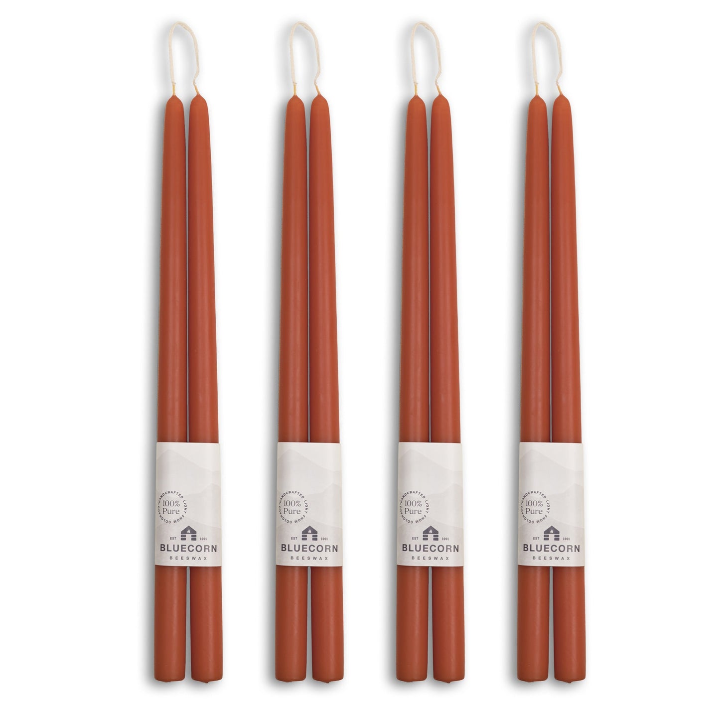 Hand-Dipped Beeswax Taper Candles - Bulk 4-Pair Bundle