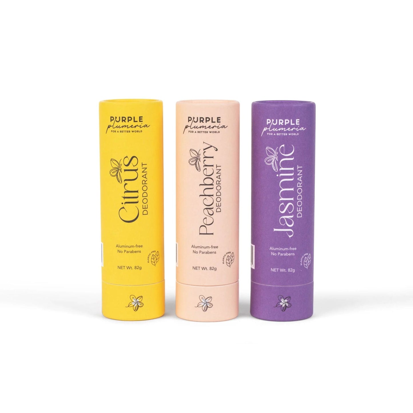 Plastic-Free Deodorant – Aluminum & Paraben-Free – Jasmine, Citrus & Peach Berry Scents
