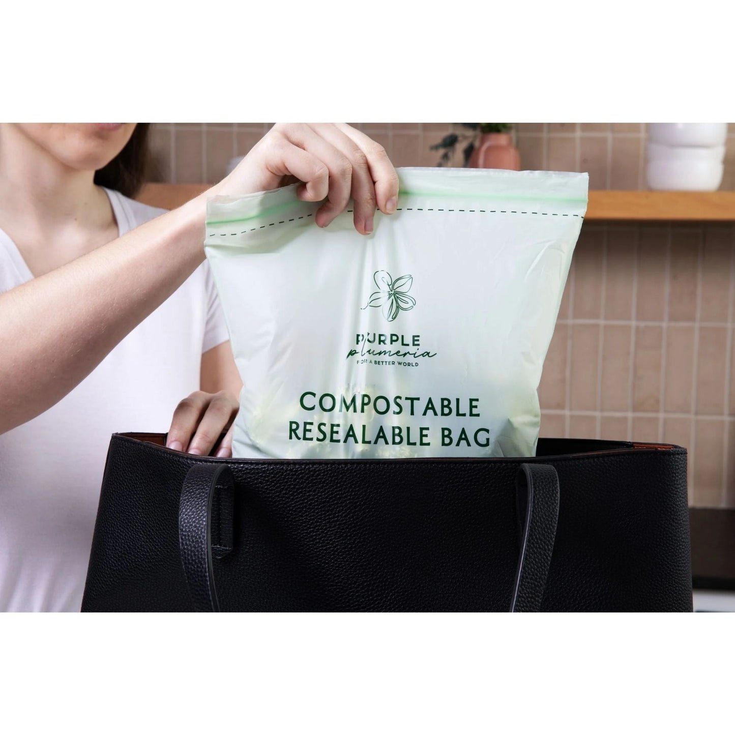 Compostable Zipper Storage Bags. Snack, Sandwich, Quart & Gallon Size