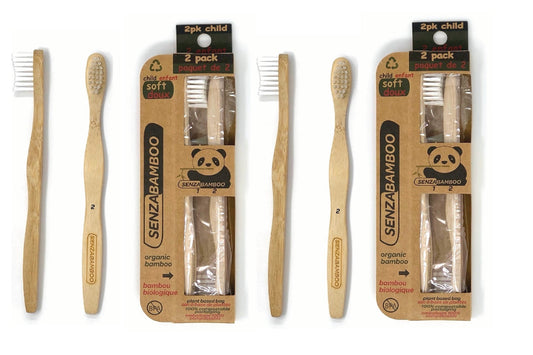 4 Child Eco-Friendly Bamboo Toothbrushes (2x2packs)