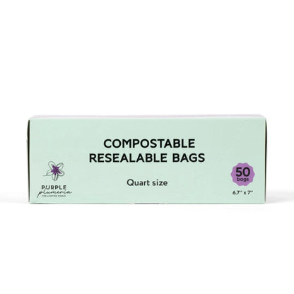 Compostable Zipper Storage Bags. Snack, Sandwich, Quart & Gallon Size