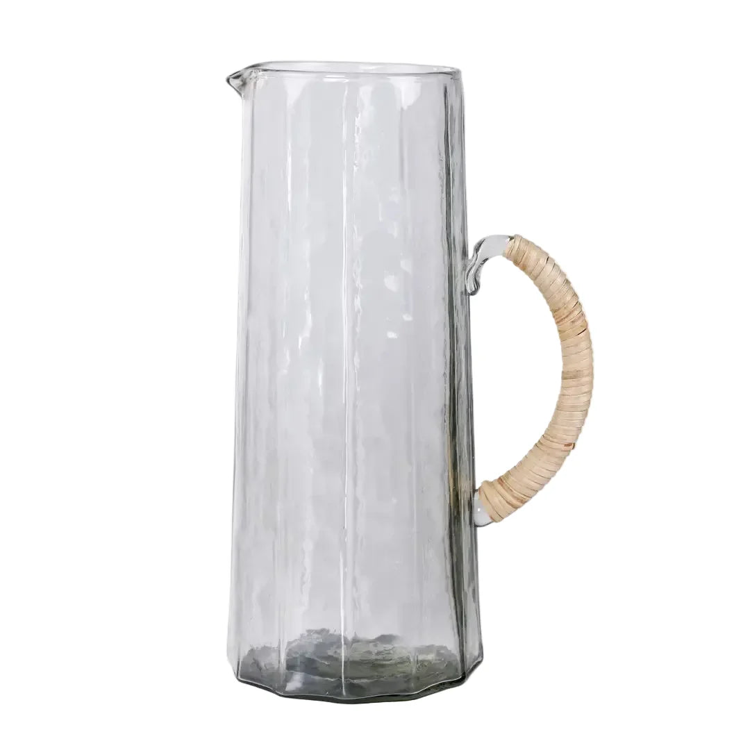 Natural Hammered Water Pitcher | Handcrafted Glass