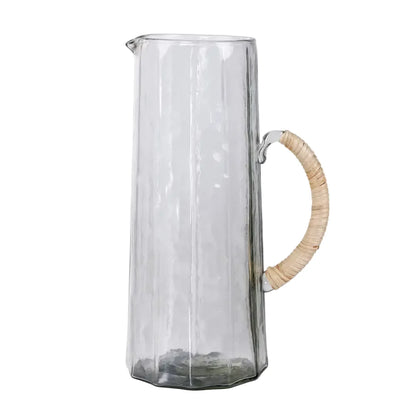 Natural Hammered Water Pitcher | Handcrafted Glass