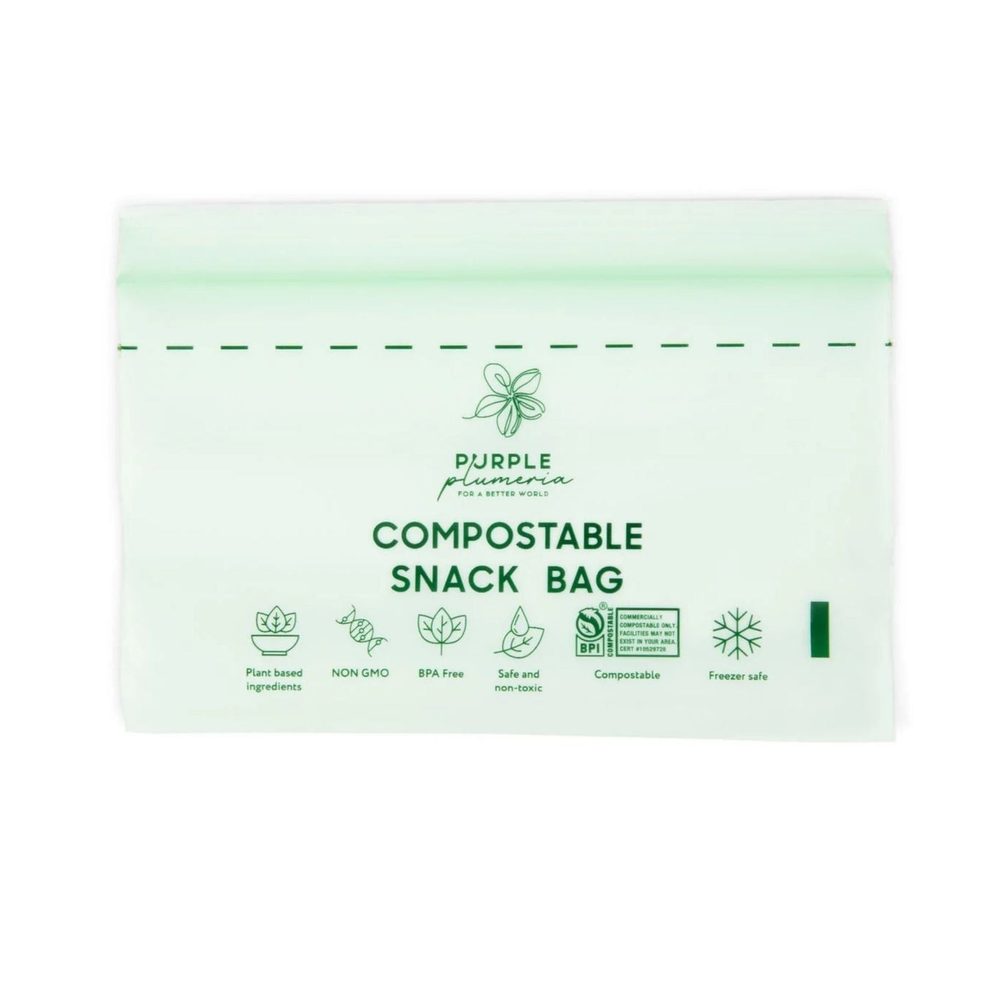 Compostable Zipper Storage Bags. Snack, Sandwich, Quart & Gallon Size