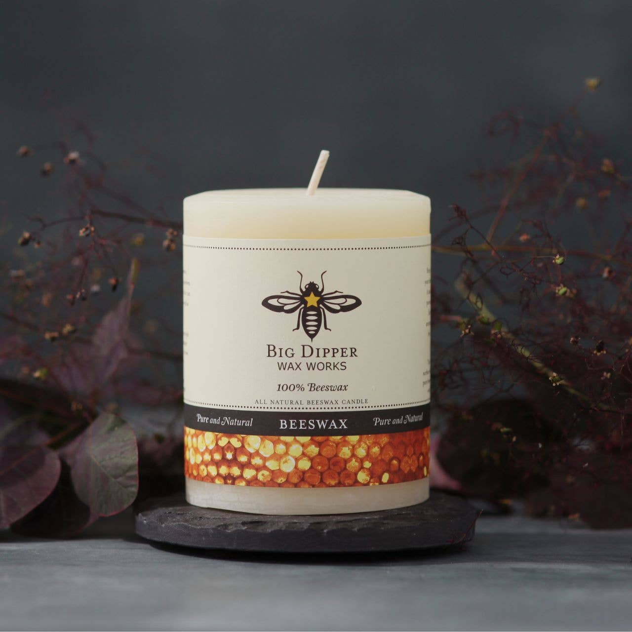 100% Pure Beeswax Pillar Candles (Multiple Colors)