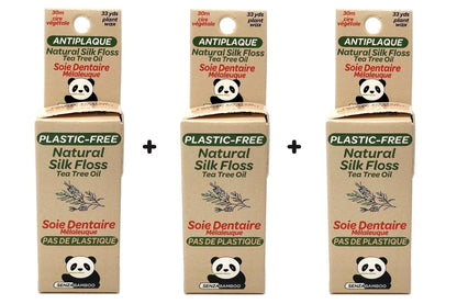 3 packs of 100%-Plastic Free Silk Dental Floss (3 flavor options)
