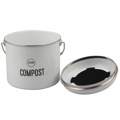 Stainless Steel Countertop Compost Bin – White (0.8 Gallons)