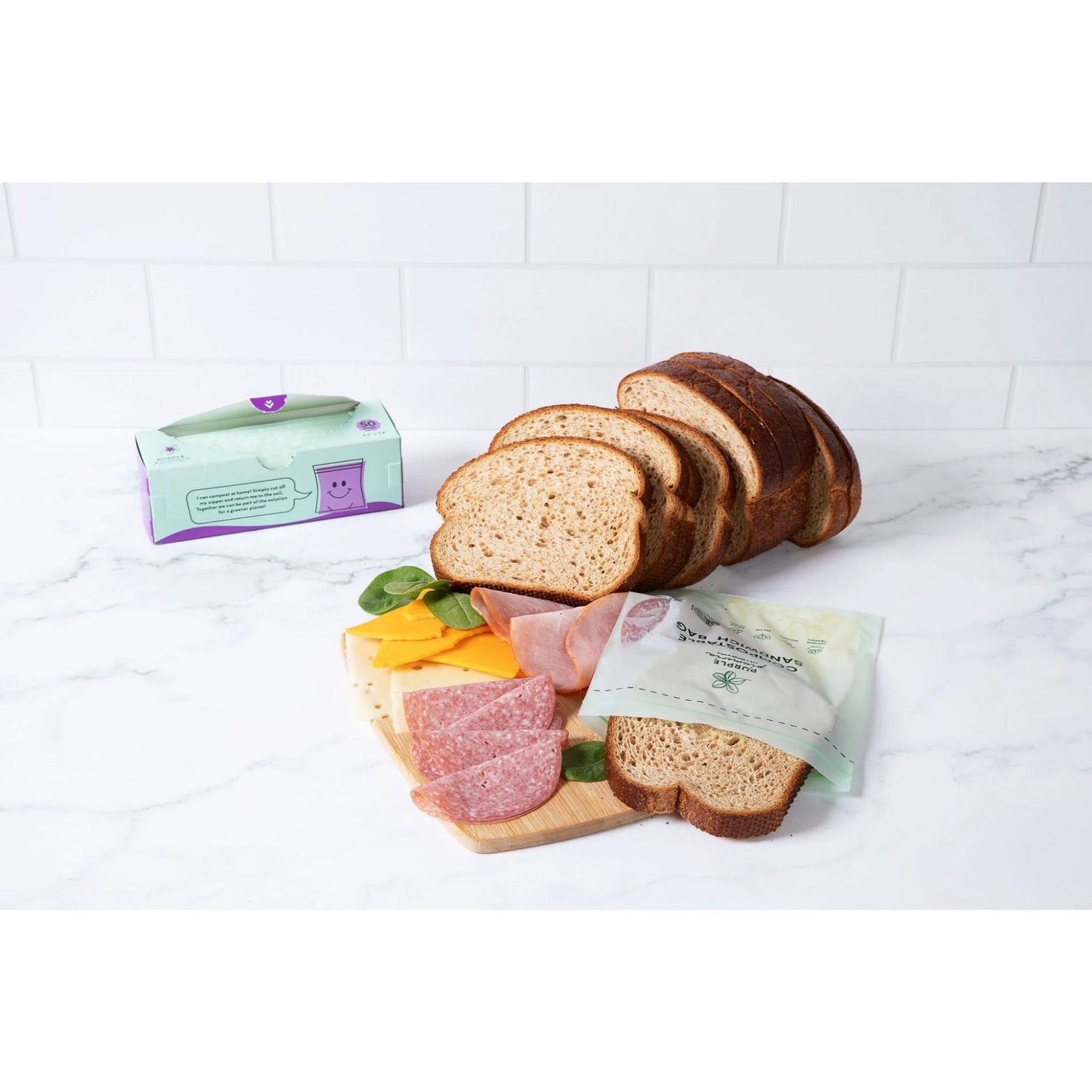 Compostable Zipper Storage Bags. Snack, Sandwich, Quart & Gallon Size