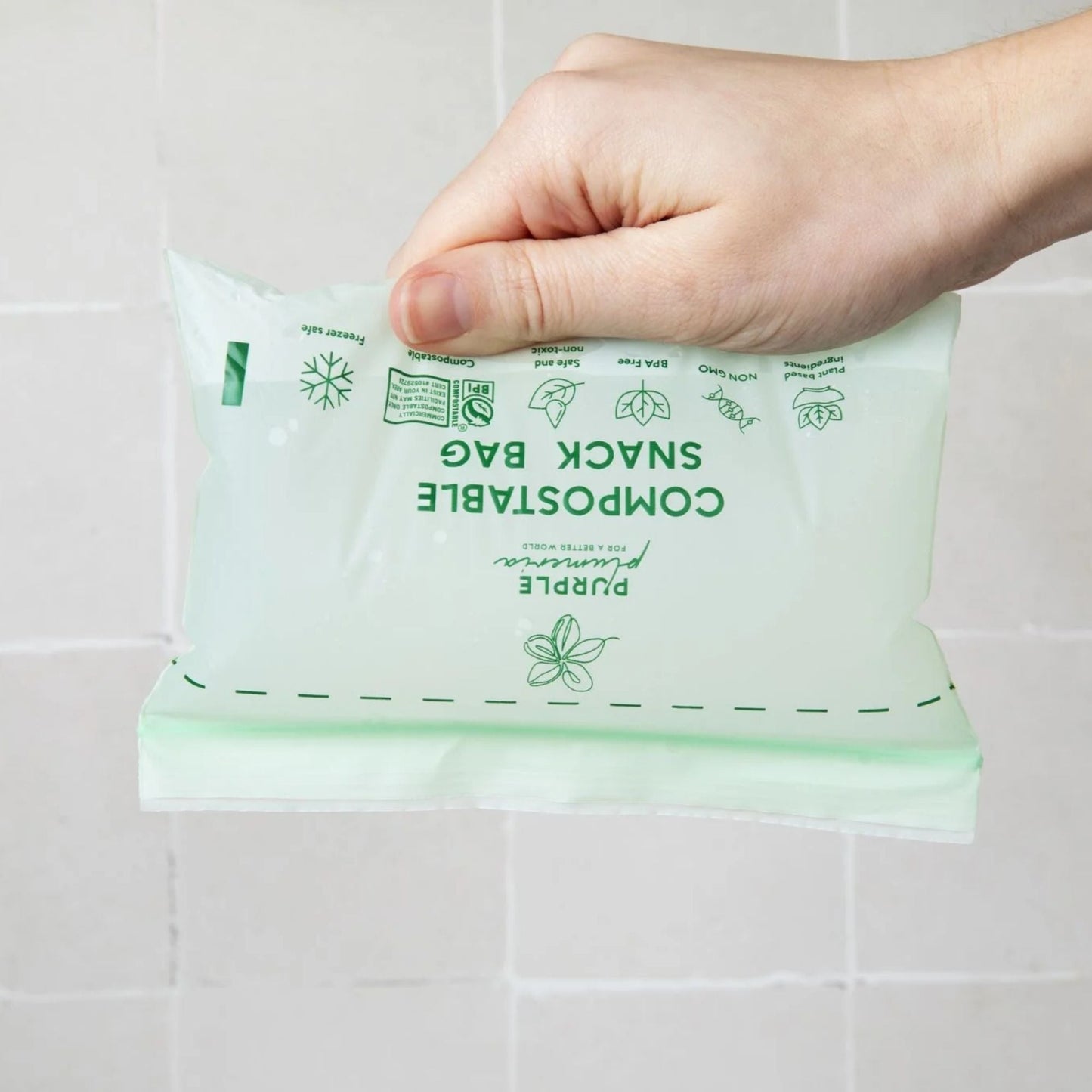 Compostable Zipper Storage Bags. Snack, Sandwich, Quart & Gallon Size