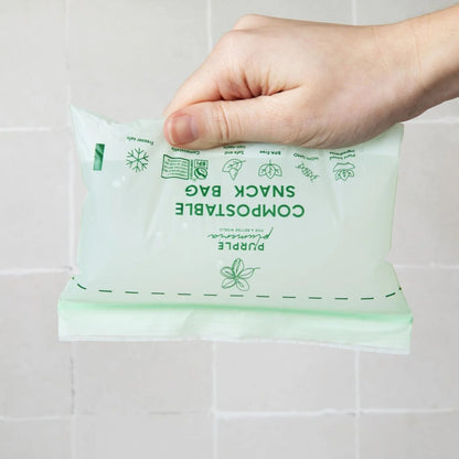 Compostable Zipper Storage Bags. Snack, Sandwich, Quart & Gallon Size