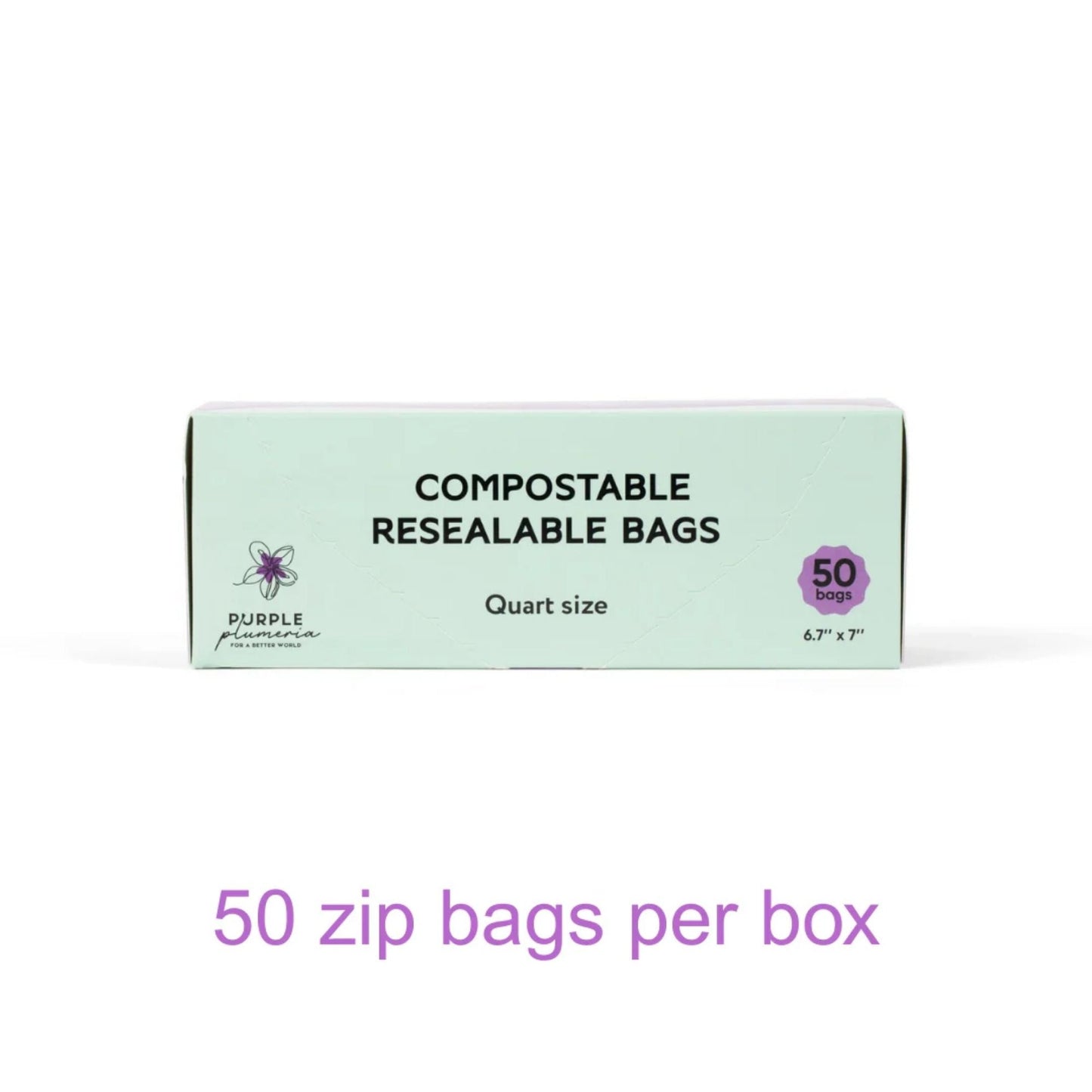 Compostable Zipper Storage Bags. Snack, Sandwich, Quart & Gallon Size