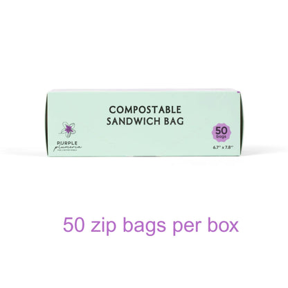 Compostable Zipper Storage Bags. Snack, Sandwich, Quart & Gallon Size