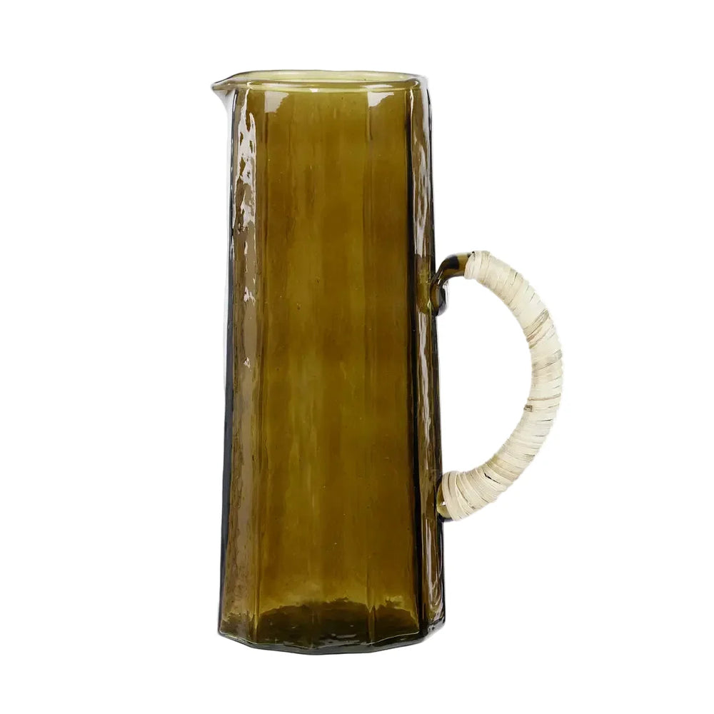 Brown Hammered Water Pitcher | Handcrafted Glass