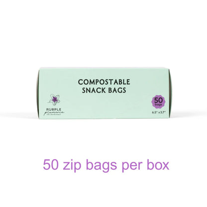 Compostable Zipper Storage Bags. Snack, Sandwich, Quart & Gallon Size