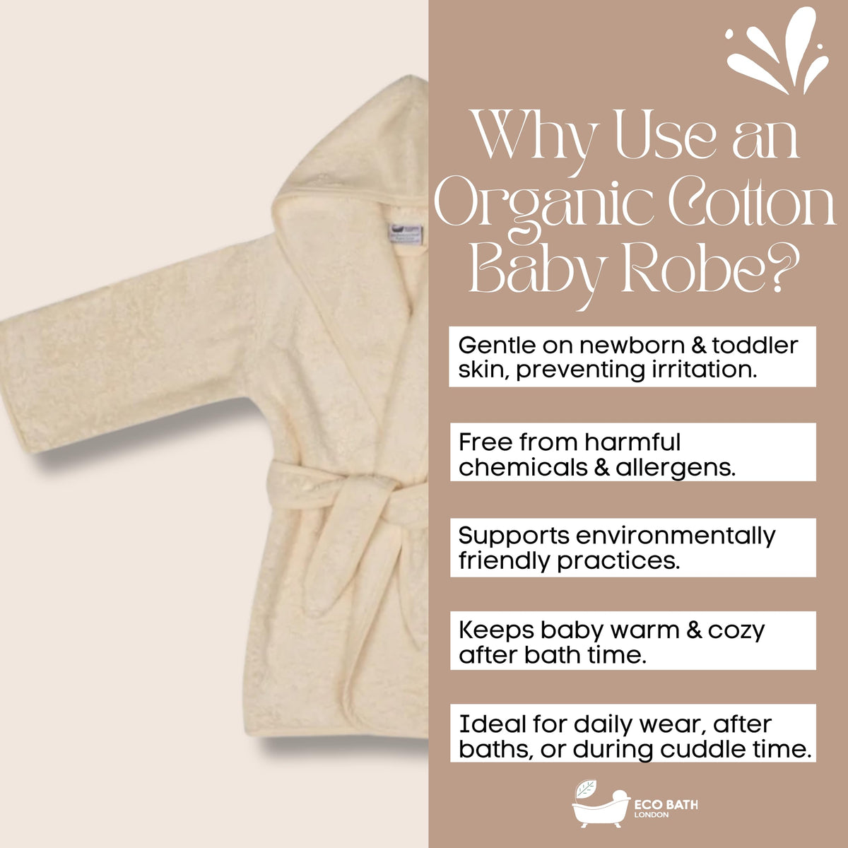 GOTS Certified Organic Cotton Kids Robe - Hooded Bathrobe
