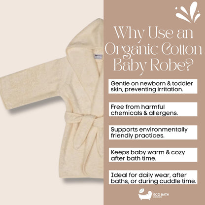 GOTS Certified Organic Cotton Kids Robe - Hooded Bathrobe