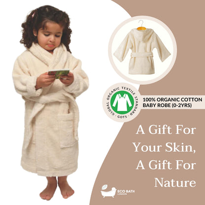 GOTS Certified Organic Cotton Kids Robe - Hooded Bathrobe