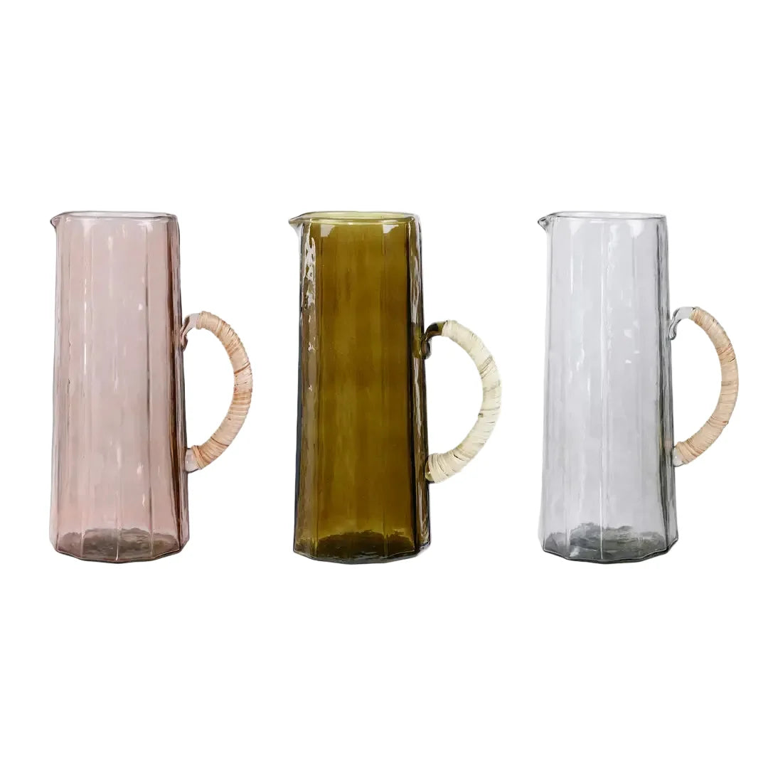 Natural Hammered Water Pitcher | Handcrafted Glass