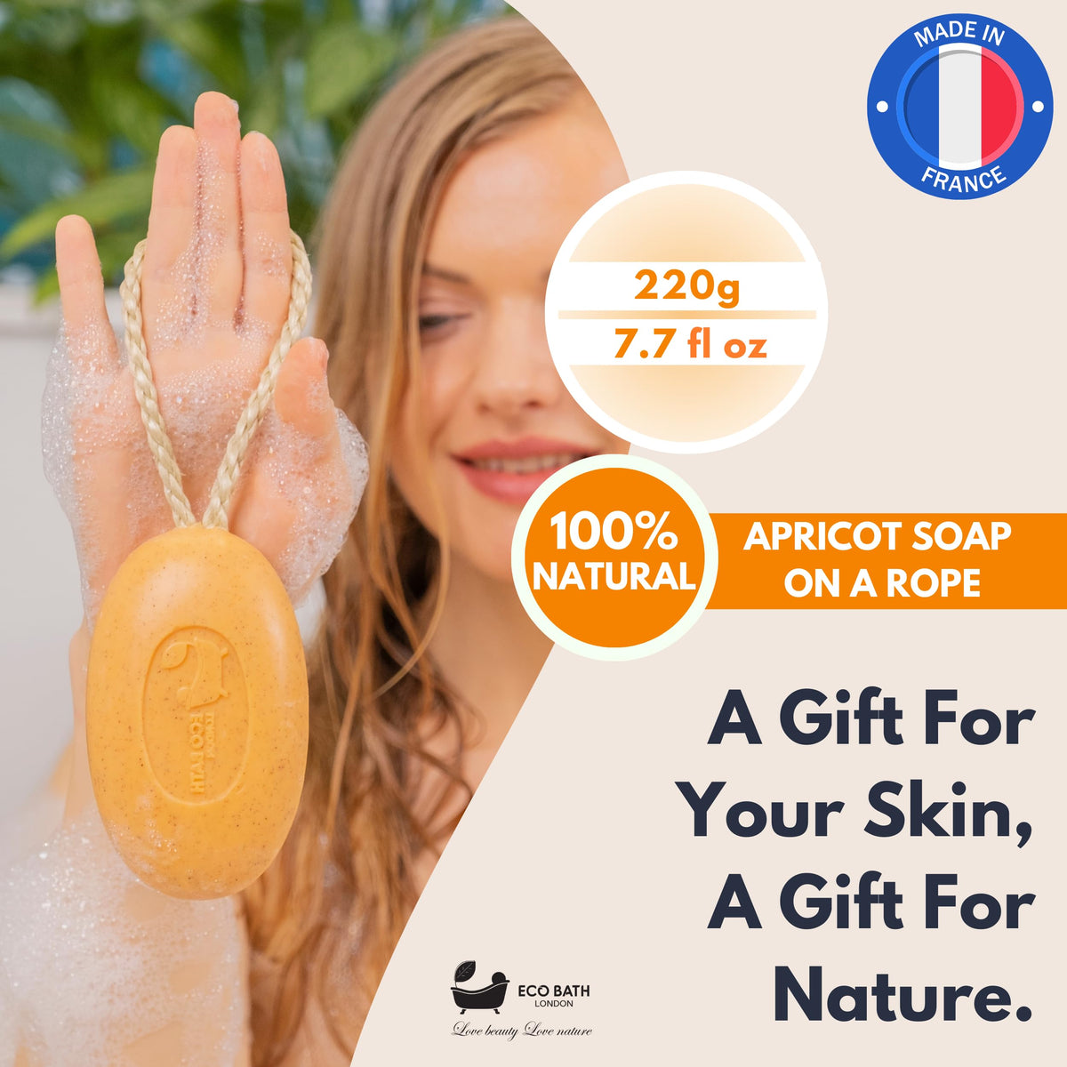 Soap on a Rope 7.76 oz (220 g) - Handmade Natural Bar Soap