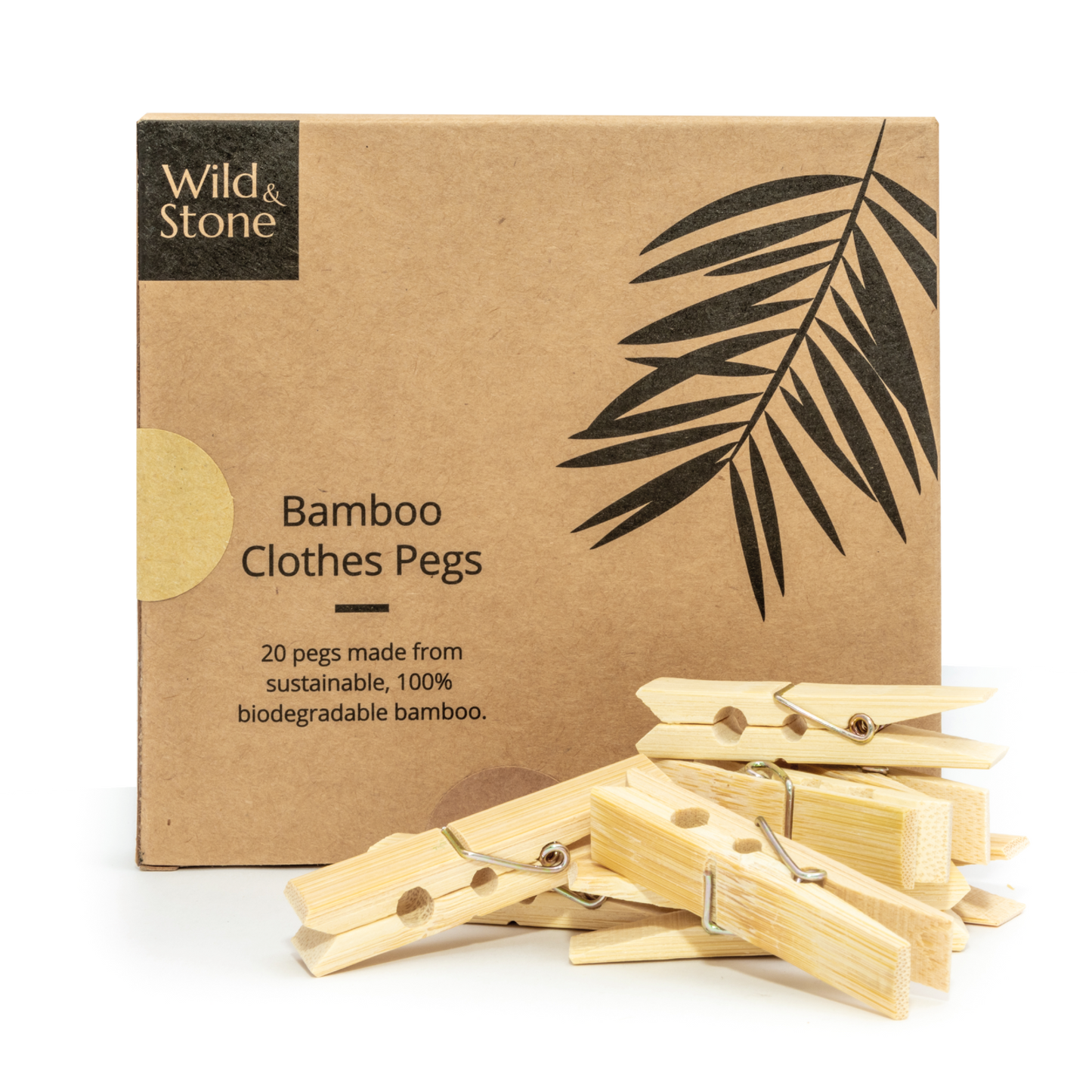 Bamboo Laundry Clothes Pins - Biodegradable & Vegan - 20 Pack