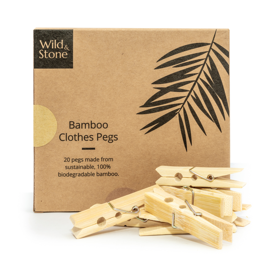 Bamboo Laundry Clothes Pins - Biodegradable & Vegan - 20 Pack