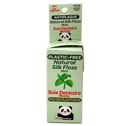 Bundle! 1x Mint Plastic Free Silk Dental Floss + 1 x Replacement Bamboo Brush Head + Philips Sonicare Click-on handle compatible)