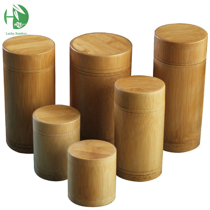 Bamboo storage jars with air-tight lids