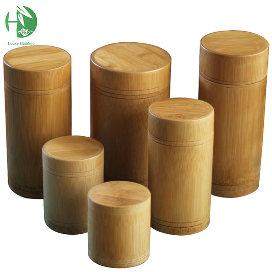 Bamboo storage jars with air-tight lids