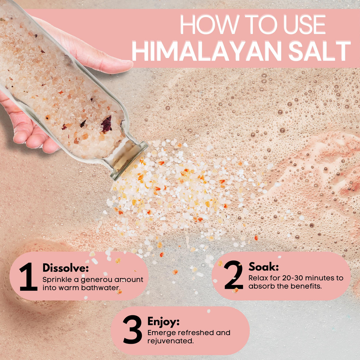 Himalayan Bath Salt 10.6 oz (300g) - Natural Mineral Soak