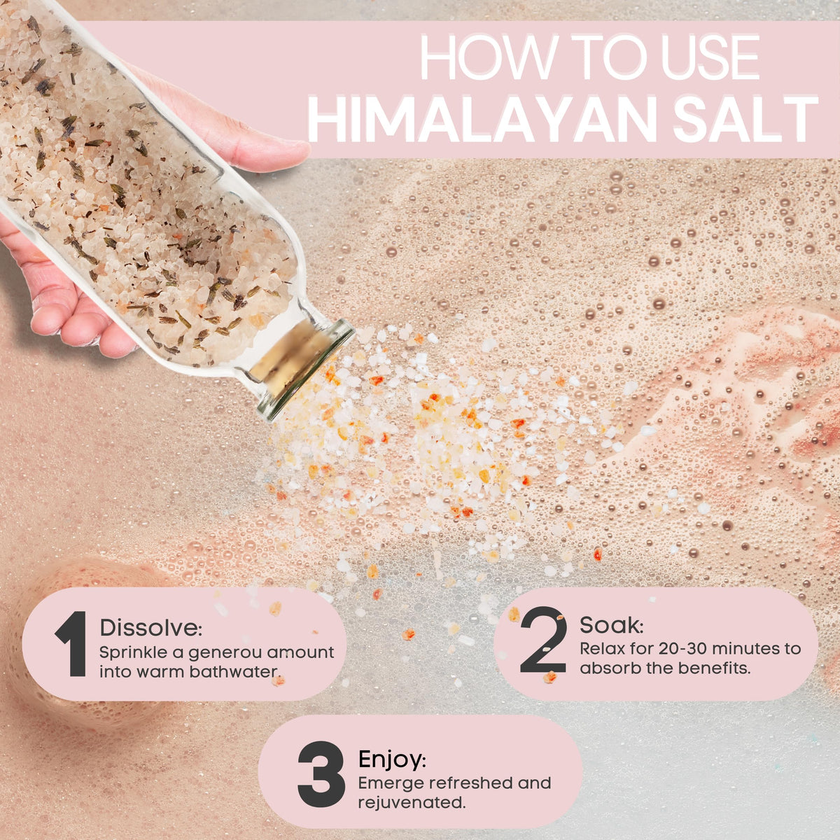 Himalayan Bath Salt 10.6 oz (300g) - Natural Mineral Soak
