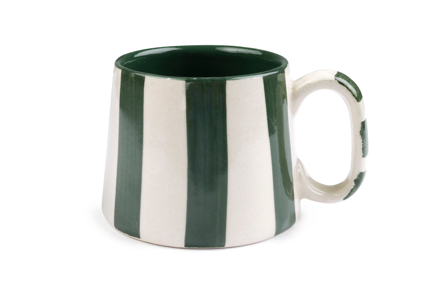 Ceramic Olive Striped Coffee cup- 220ml (SET OF 4)