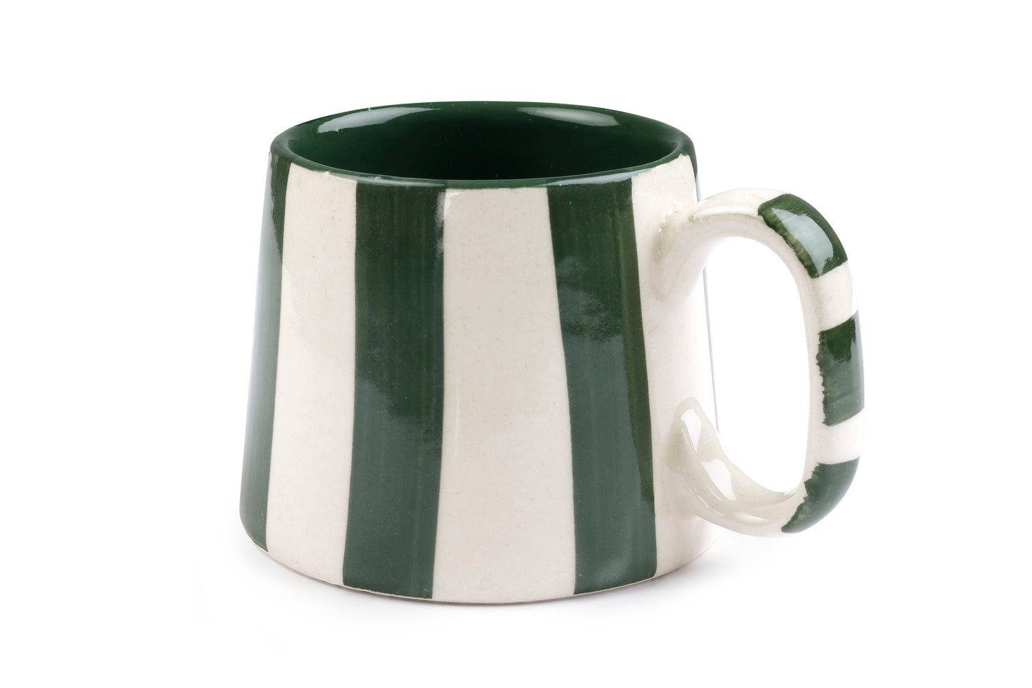 Ceramic Olive Striped Coffee cup- 220ml (SET OF 4)