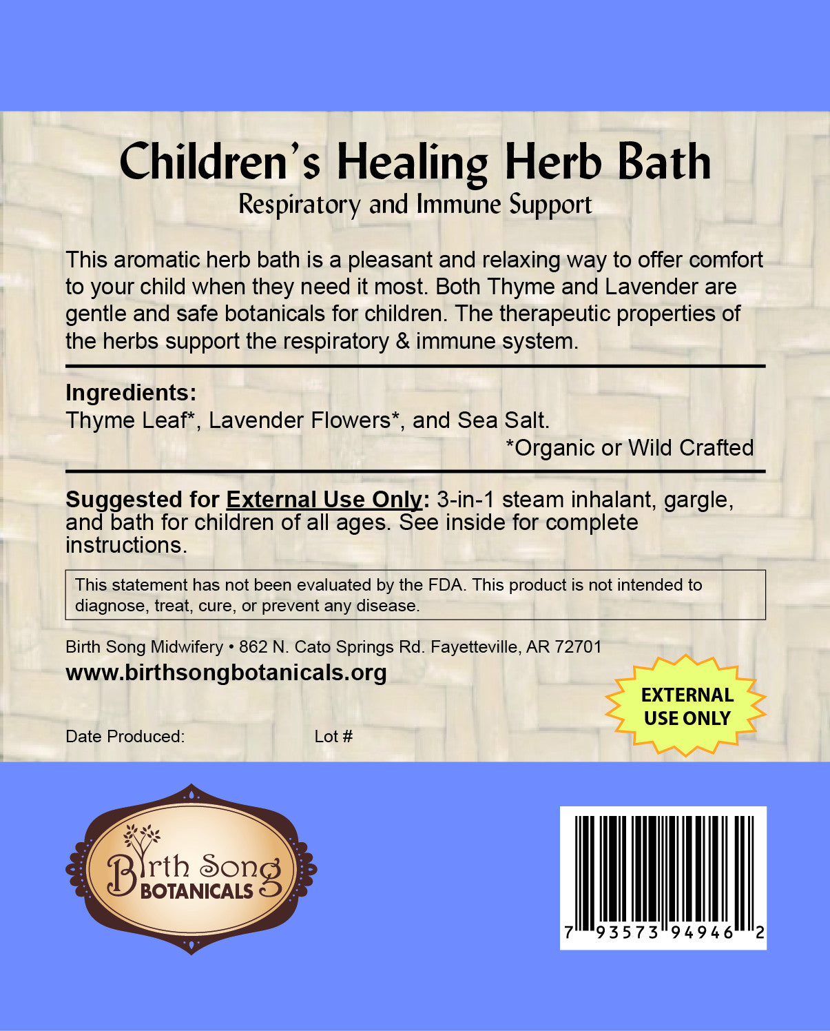 Children's Healing Herb Bath for Lung Congestion