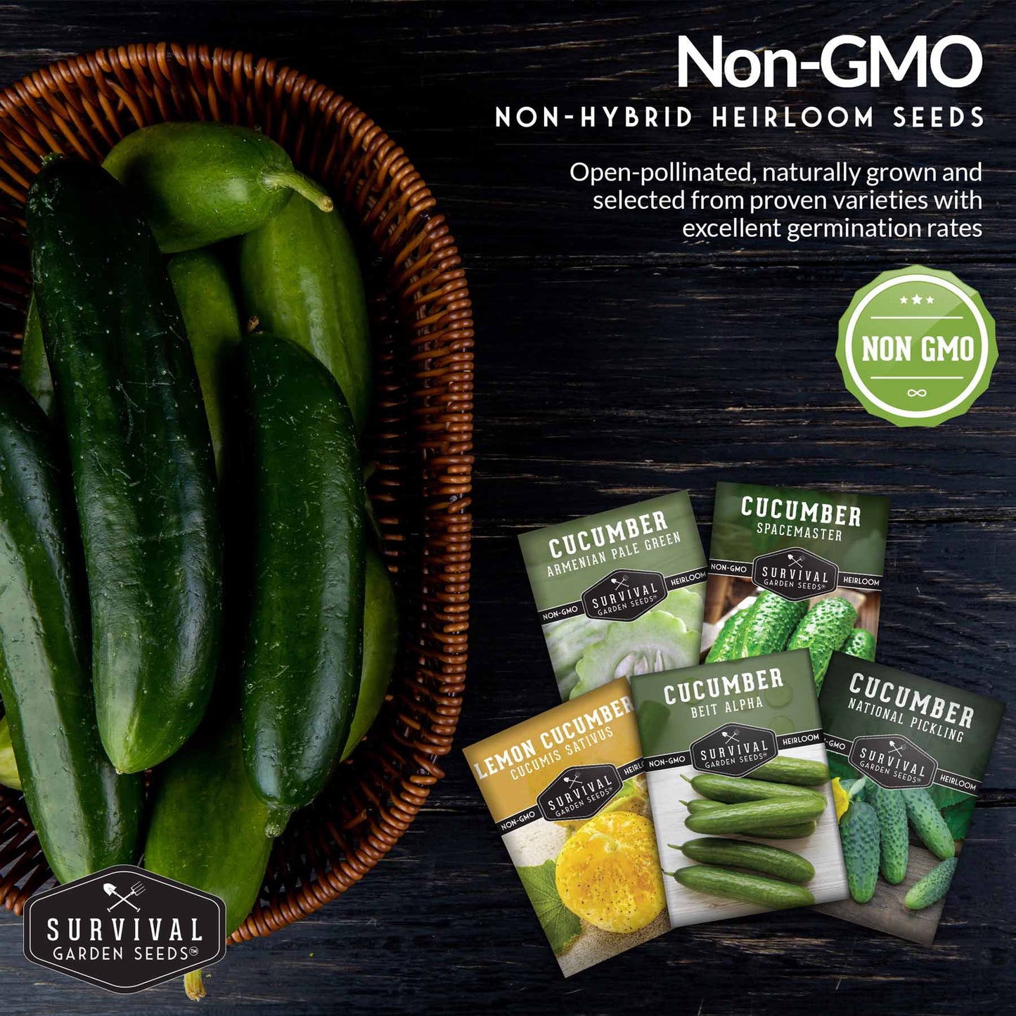 Cucumber Collection - Armenian, Beit Alpha, Lemon, National Pickling, & Spacemaster