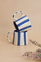 Ceramic Stripe  Coffee cup- Dark Blue  220ml (SET OF 4)