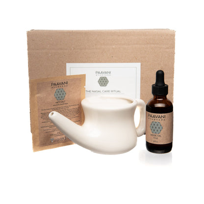 Nasal Care Ritual: Ayurvedic Neti & Nasya Kit for Sinus Health