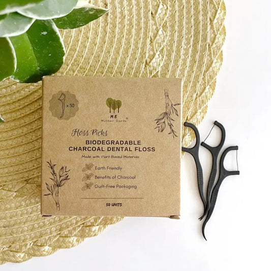 Biodegradable Charcoal Dental Floss Picks