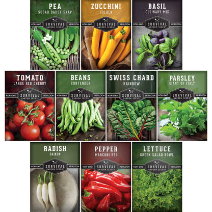 Easy-to-Grow Seed Collection - 10 Vegetable and Herb Seed Packets