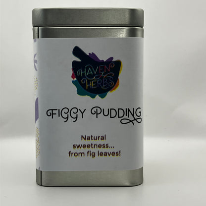 Figgy Pudding, an herbal tisane from Haven Herbs. Limited Edition for winter 2025.