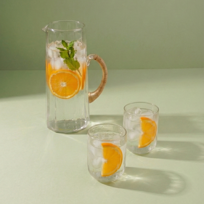 Natural Hammered Water Pitcher | Handcrafted Glass