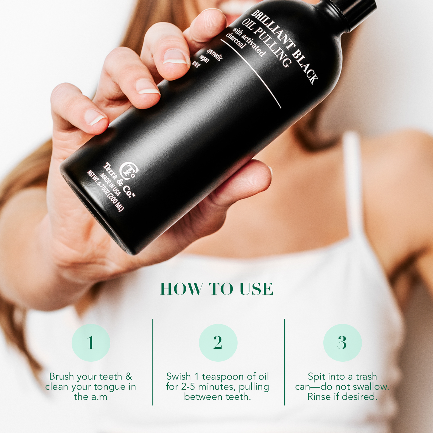 Terra & Co.® Oil Pulling Bundle – Gentle Green + Brilliant Black | Ayurvedic Detox, Enamel Protection & Whitening
